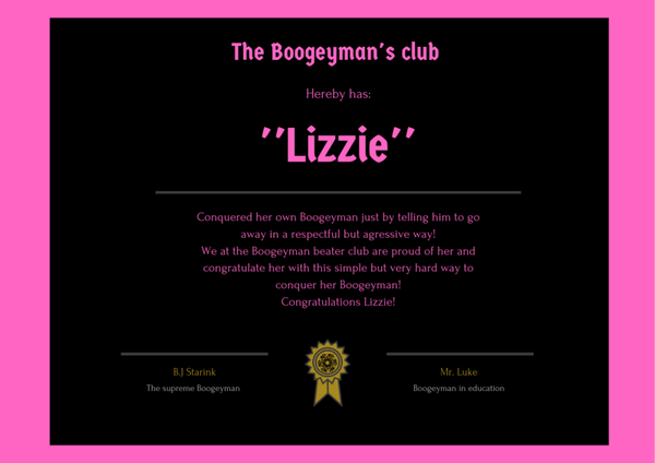 The boogeyman beater club exclusive certificate!