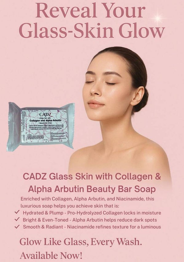 CADZ Glass Skin with Collagen and Alpha Arbutin Beauty Bar Soap, 100g