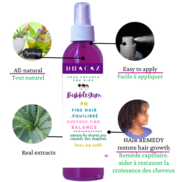 Hair PH Balance /Équilibre du pH capillaire démêlant Hydratant pour enfant fille et garçon pouce rapide