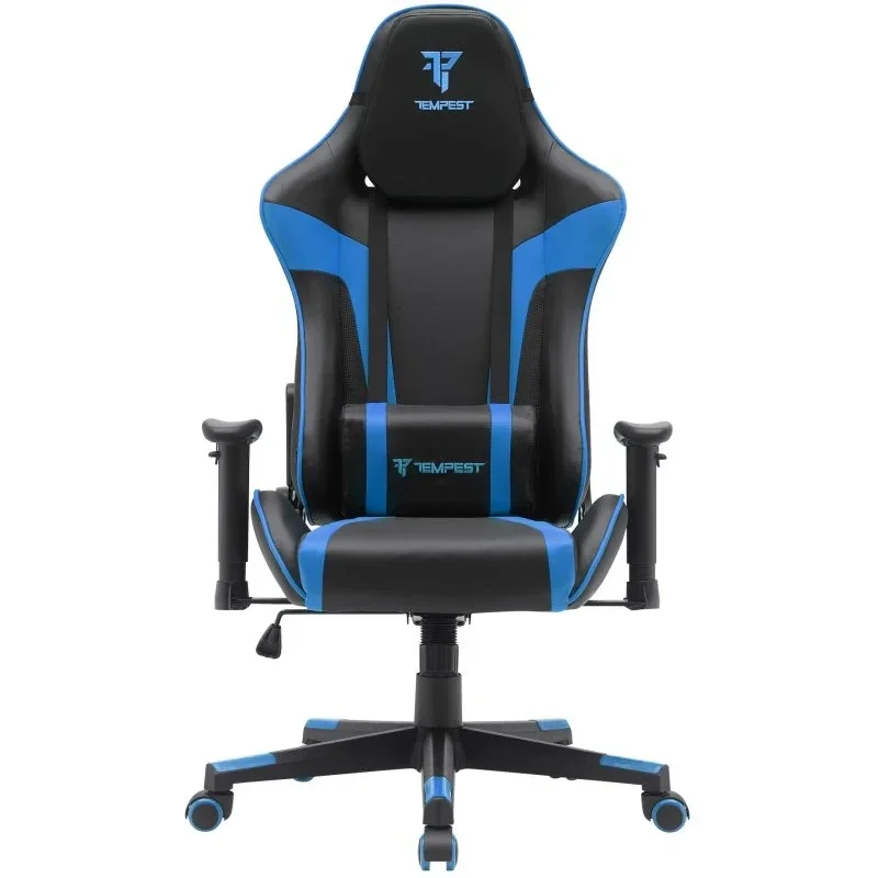 SEDIA GAMING TEMPEST CONQUER PELLE NERA-BLU