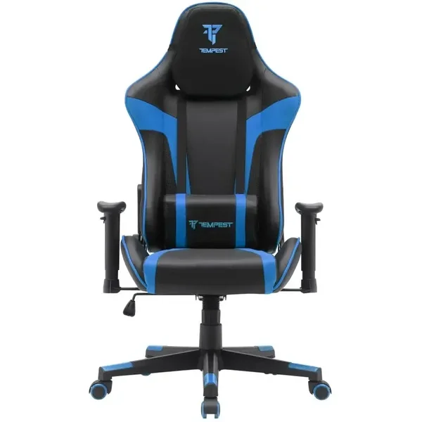 SEDIA GAMING TEMPEST CONQUER PELLE NERA-ROSSO