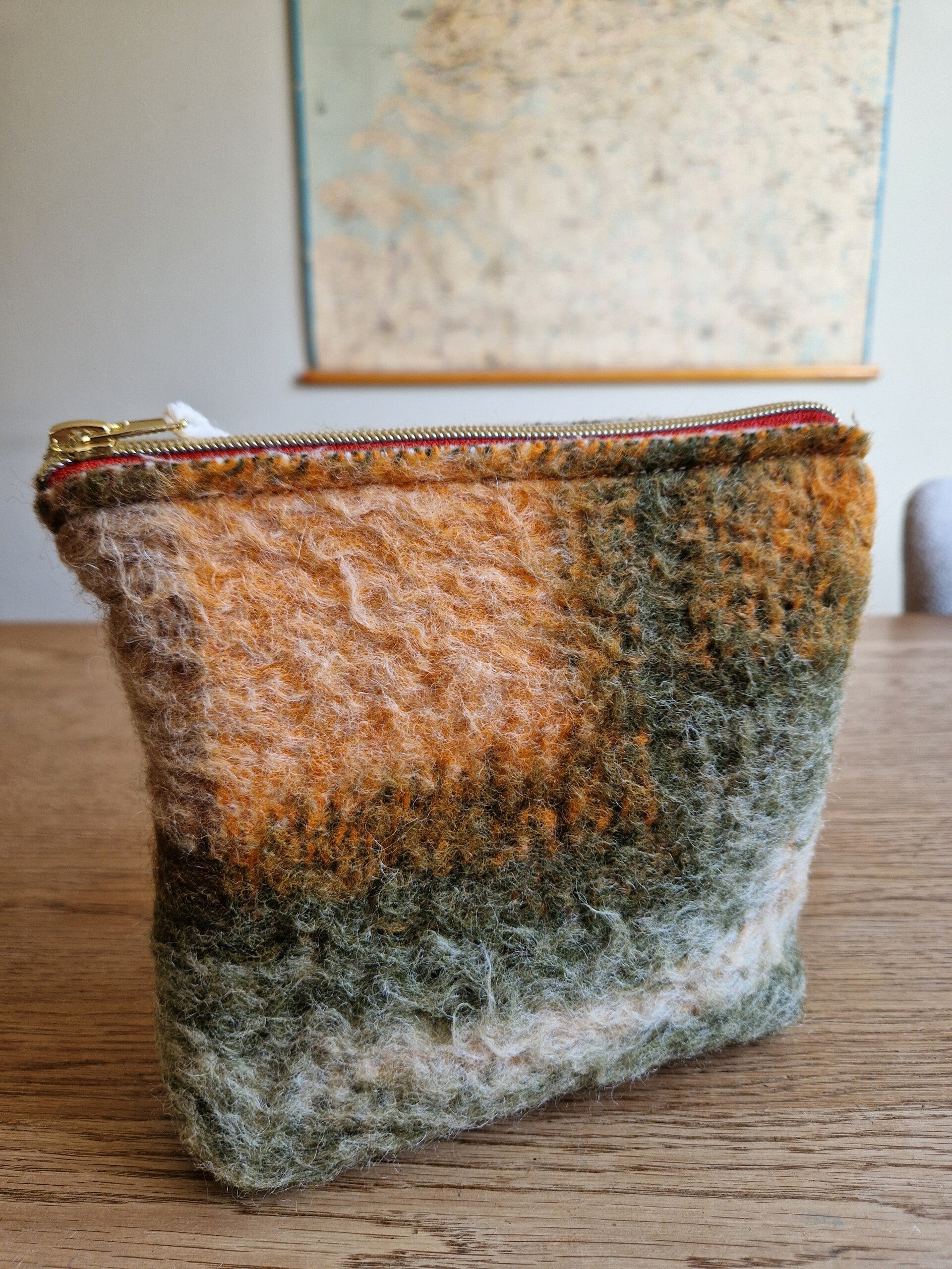Etui wol groen/terra
