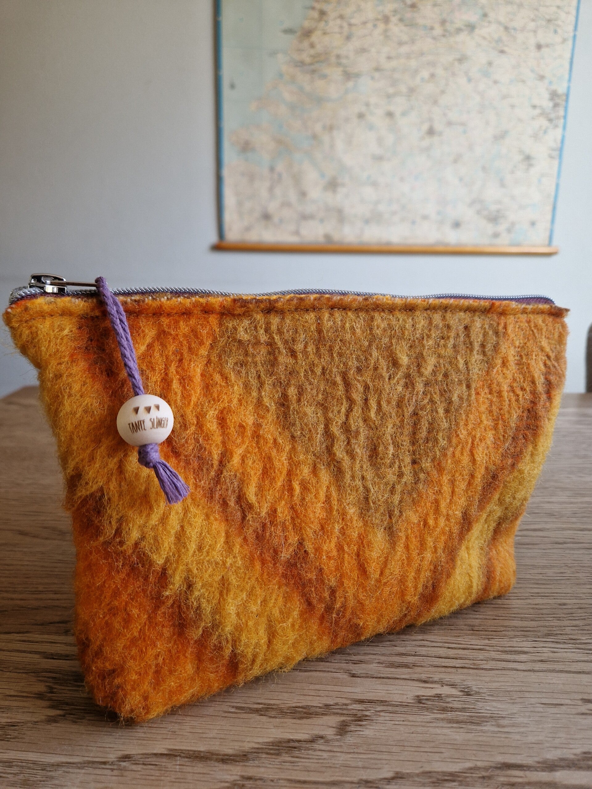 Etui wol oranje/bruin