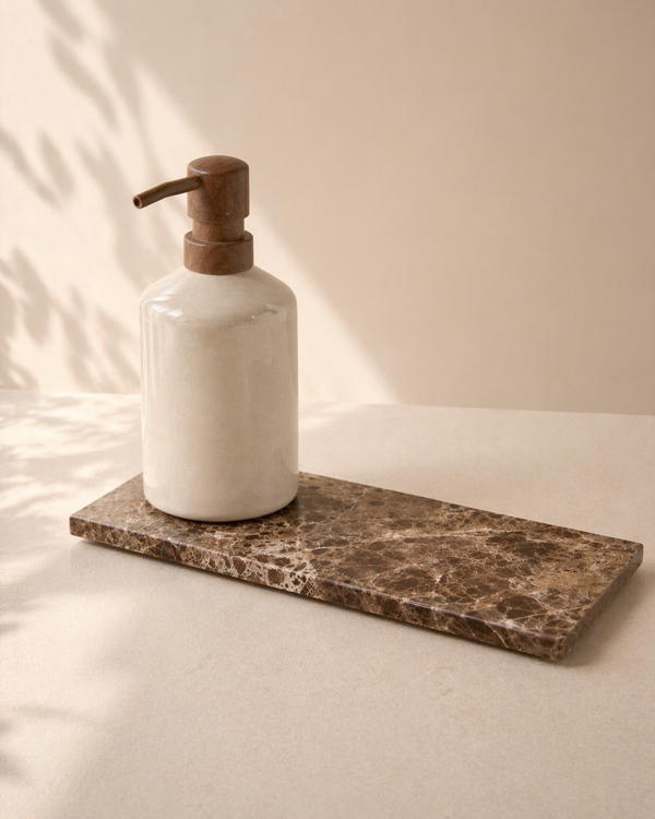Mooisa marmer dienblad rechthoek S bruin 10x25cm