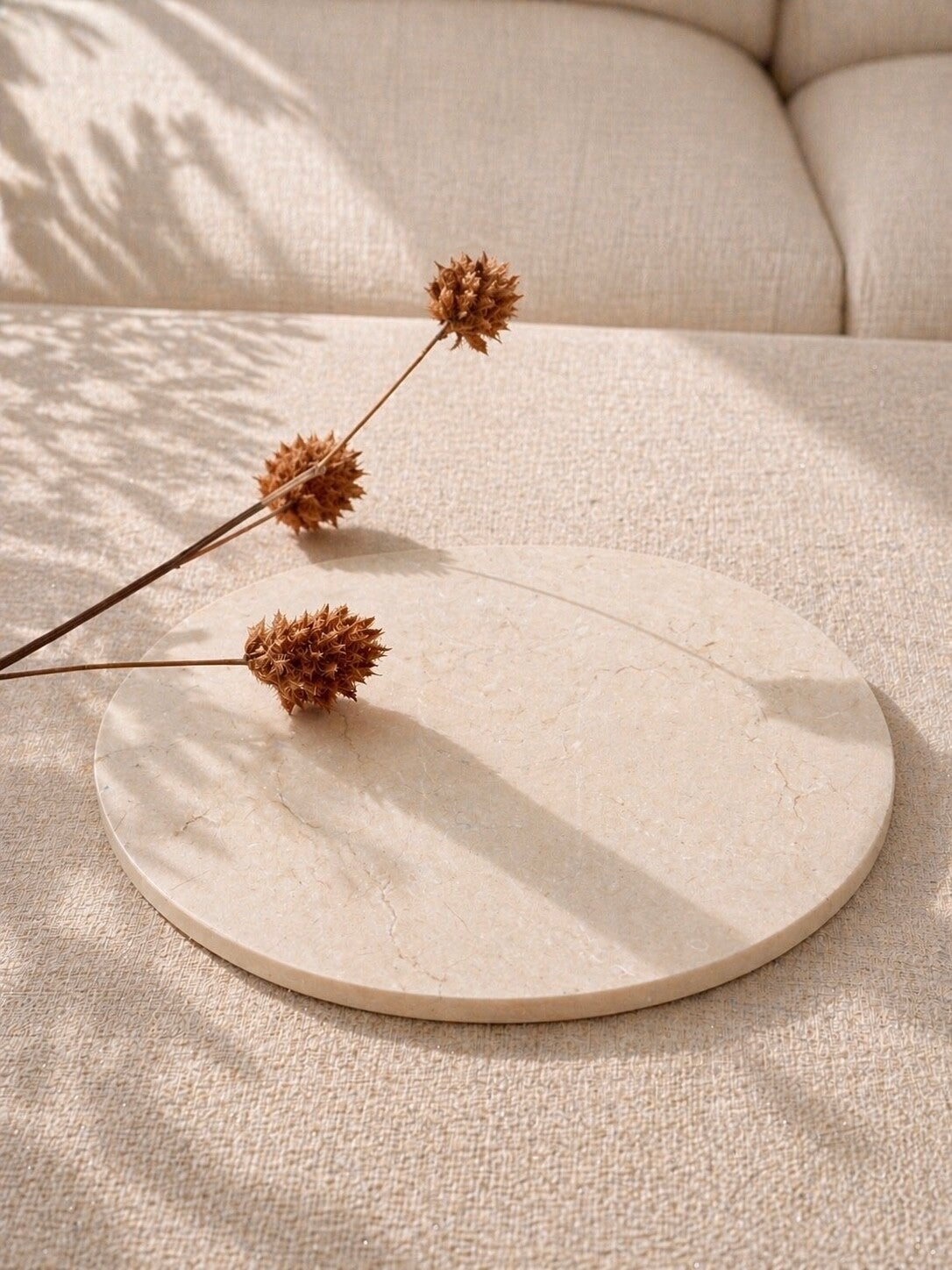 Mooisa marmer dienblad rond 30cm beige