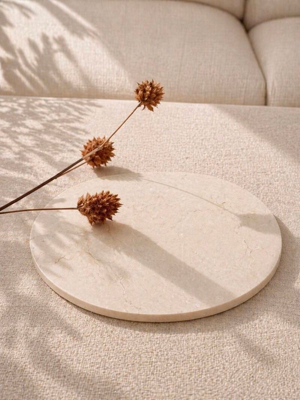 Mooisa marmer dienblad rond 30cm beige