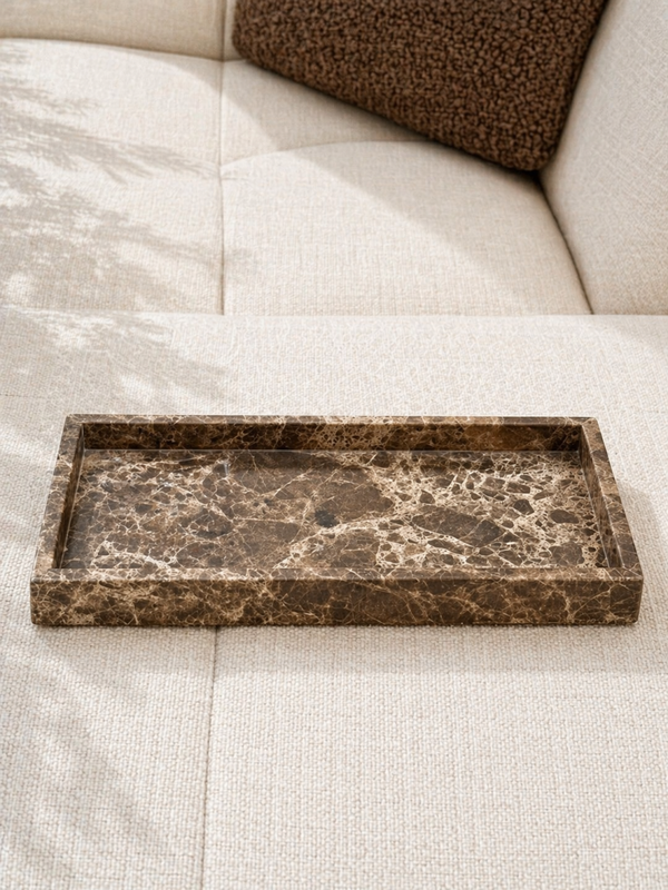 Mooisa marmer dienblad tray 15x30cm bruin