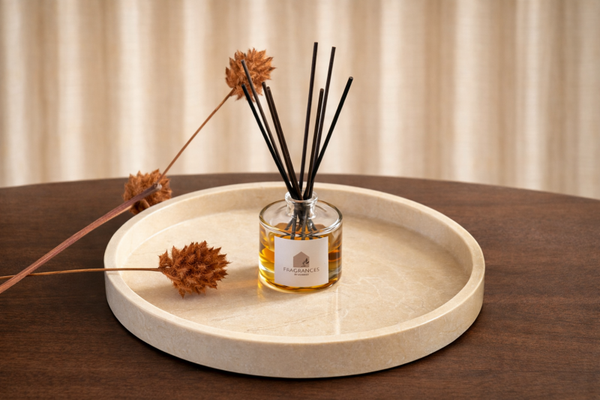 Mooisa marmer dienblad rond met rand tray 30cm beige