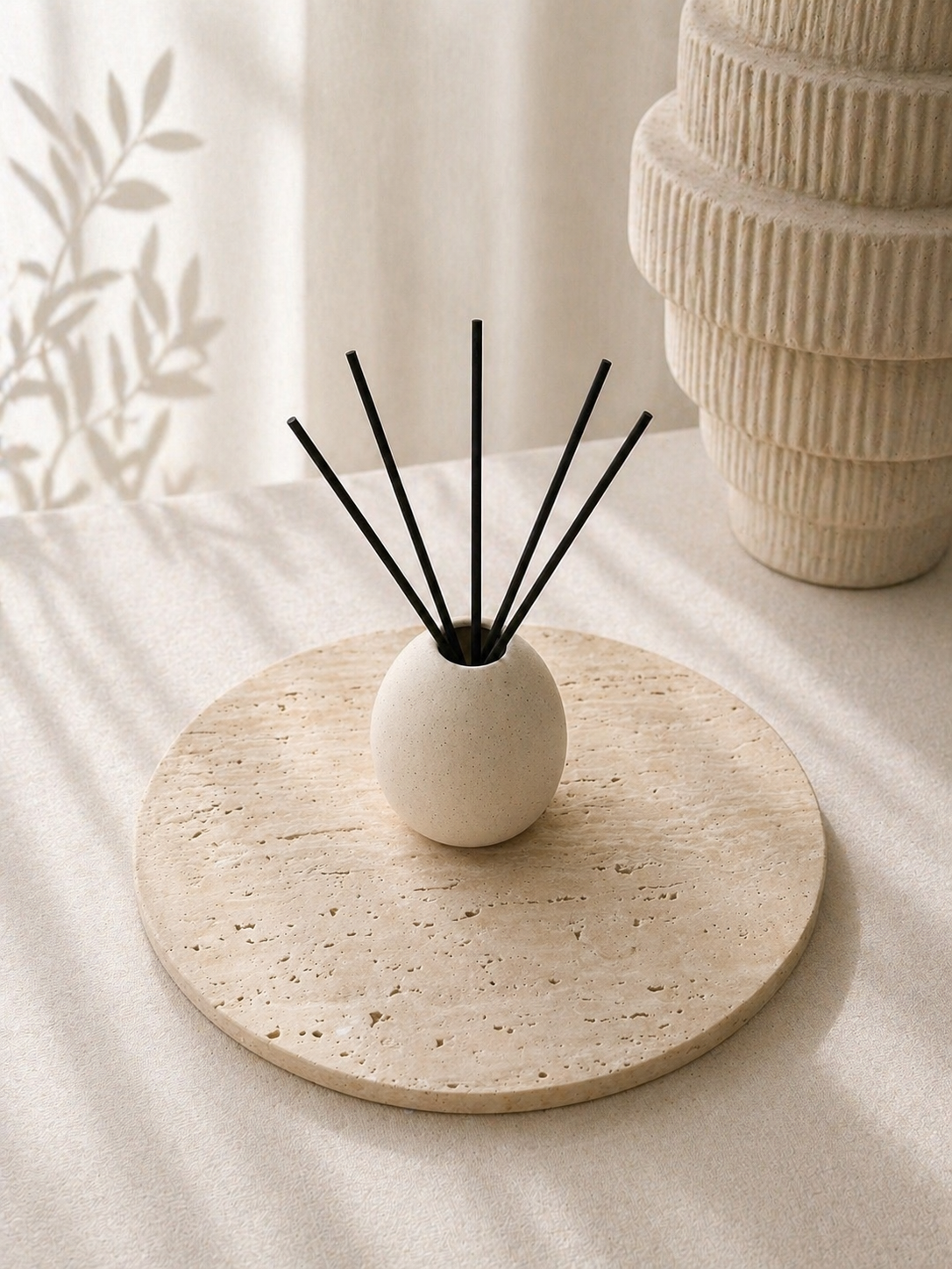 Mooisa travertine dienblad rond 30cm