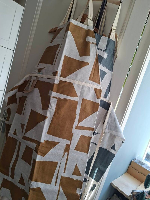 schort met split gecoat, caramel- grijs
