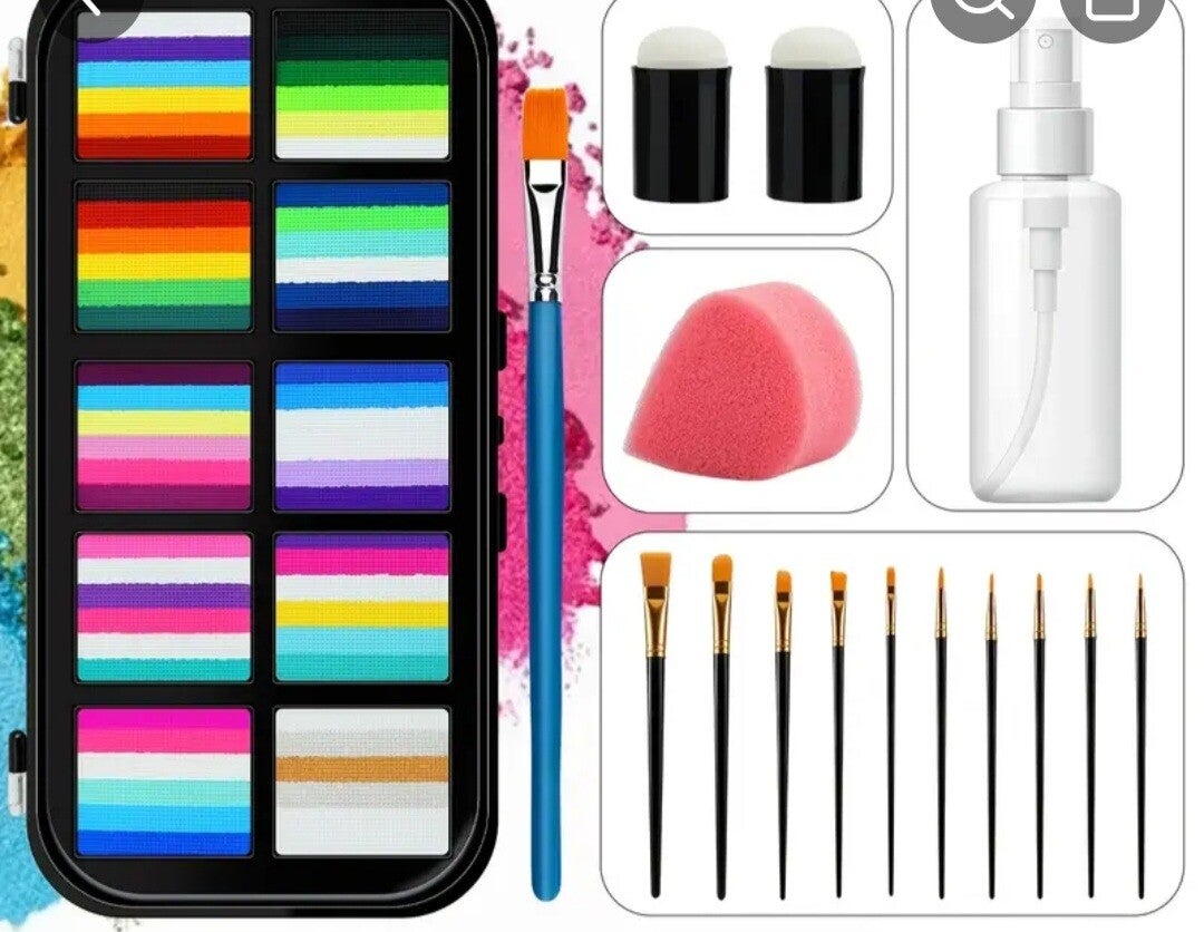 Rainbow 10-fach-Set mit  Pinsel ins Schwamm