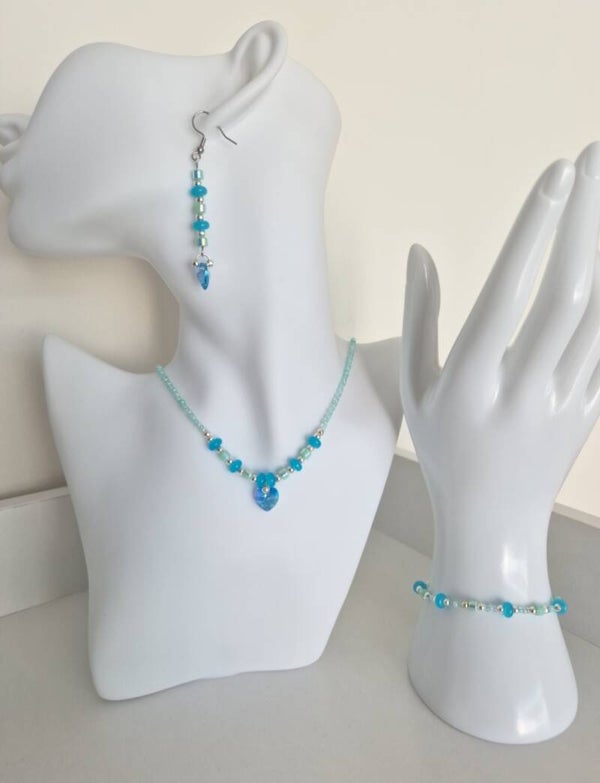 Ensemble en perles rondes Swarovski, perles en verre et gouttes Swarovski 6433