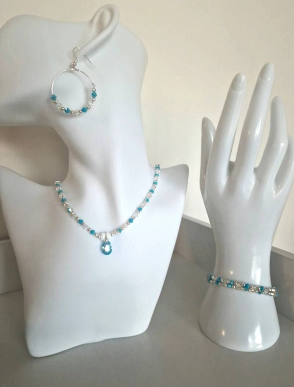 Ensemble perles toupies et goutte Swarovski 6433