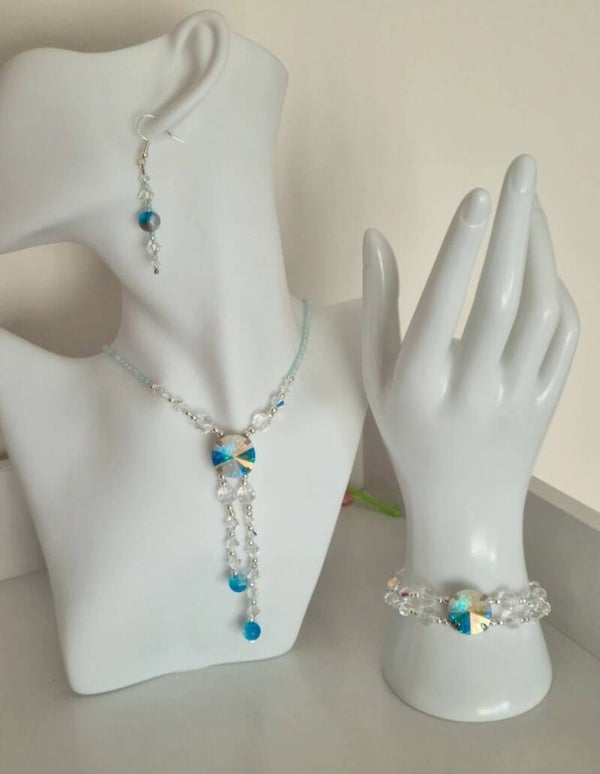 Ensemble en perles toupies Swarovski, rocailles et rivolis 18mm Swarovski 1122