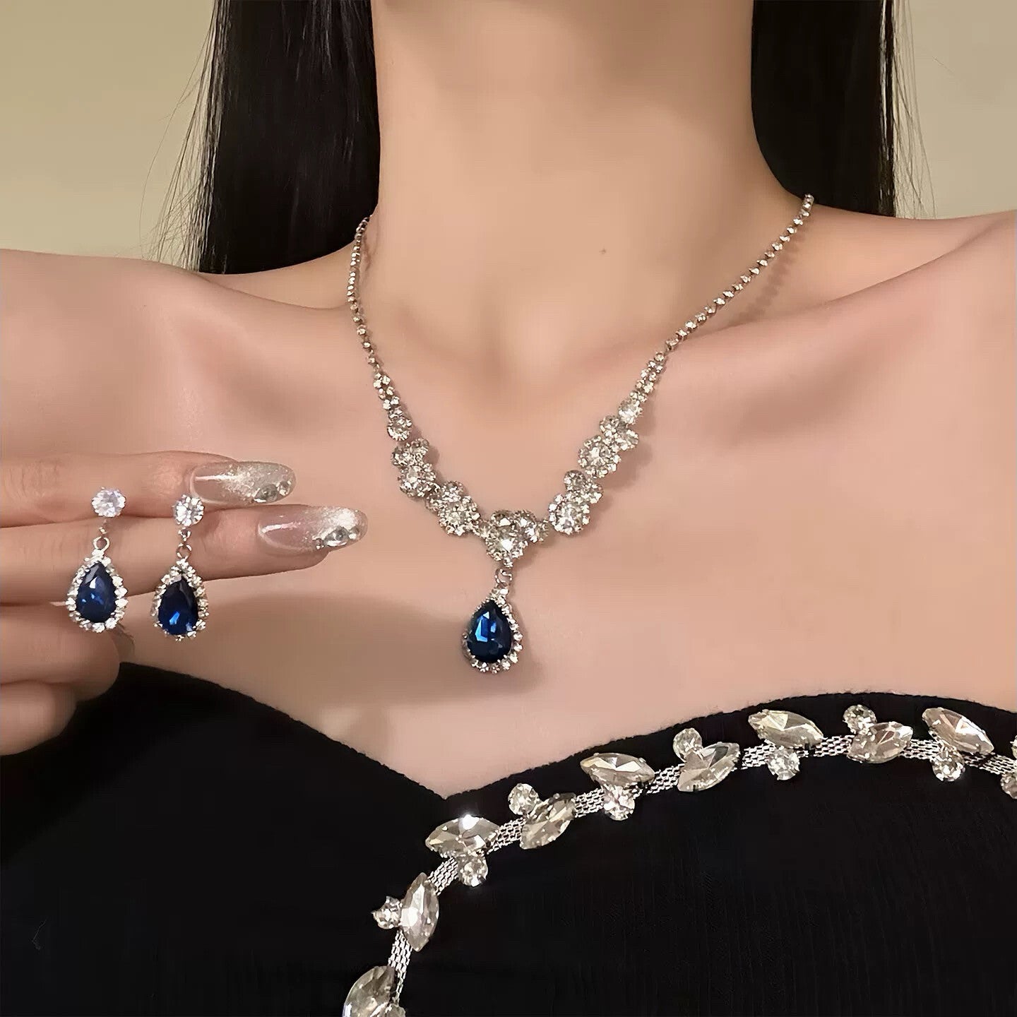 Teardrop Cubic Zirconia Necklace & Earring Set