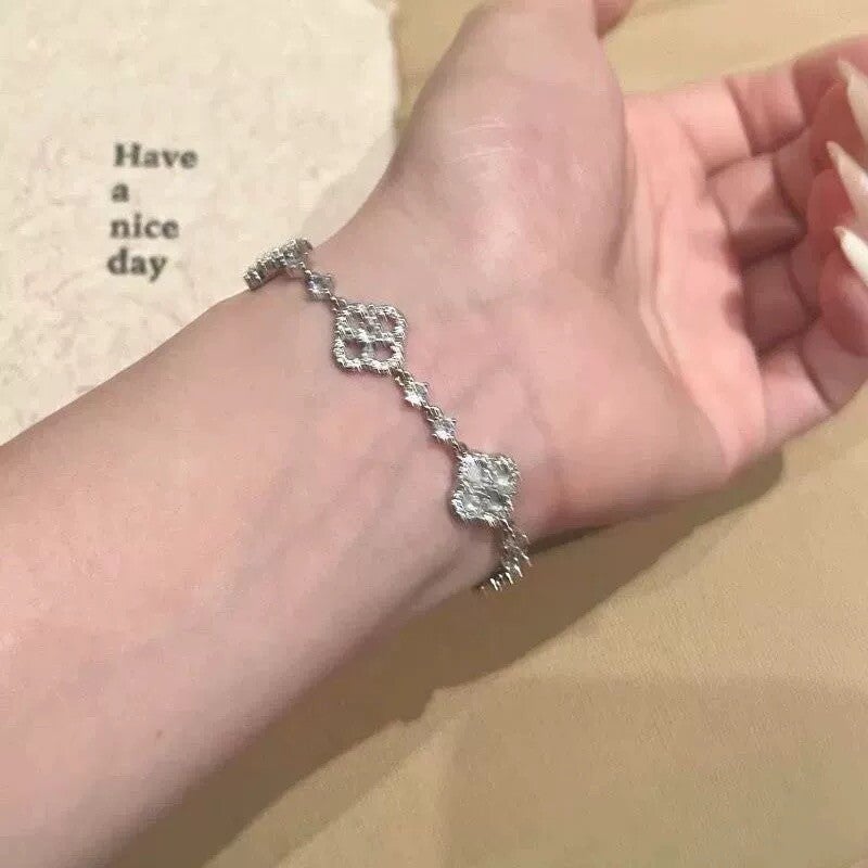 CZ Four‑Leaf Clover Bracelet