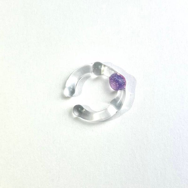 Nausznica Pixie bezbarwny + fioletowa kropelka