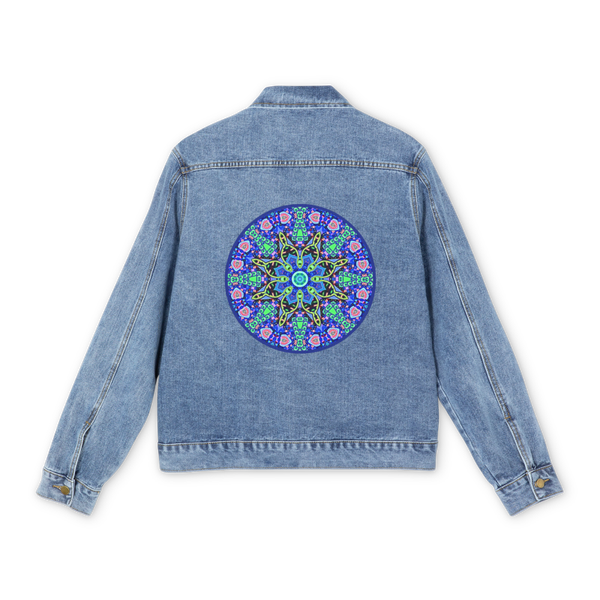 Lime Blue Mandala Men's Denim Jacket