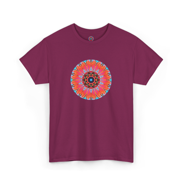 Leafy Mandala Unisex Heavy Cotton Tee - Colorful Bohemian Style Shirt for Everyday Wear