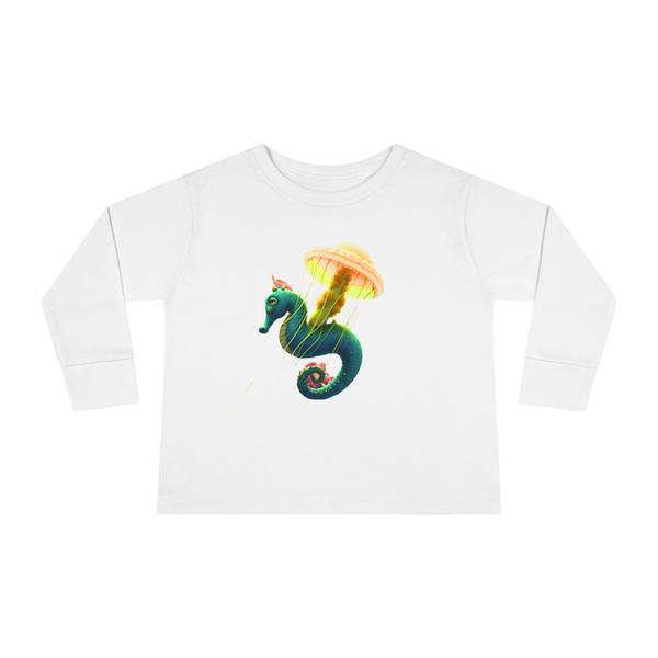Jellyfish Riding Seahorse Toddler Long Sleeve Tee