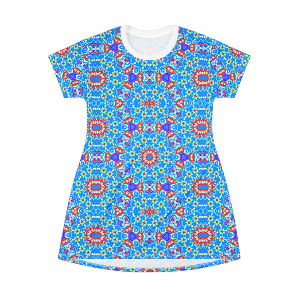 Swirling Floral T-Shirt Dress - Bright and Colorful Summer Apparel