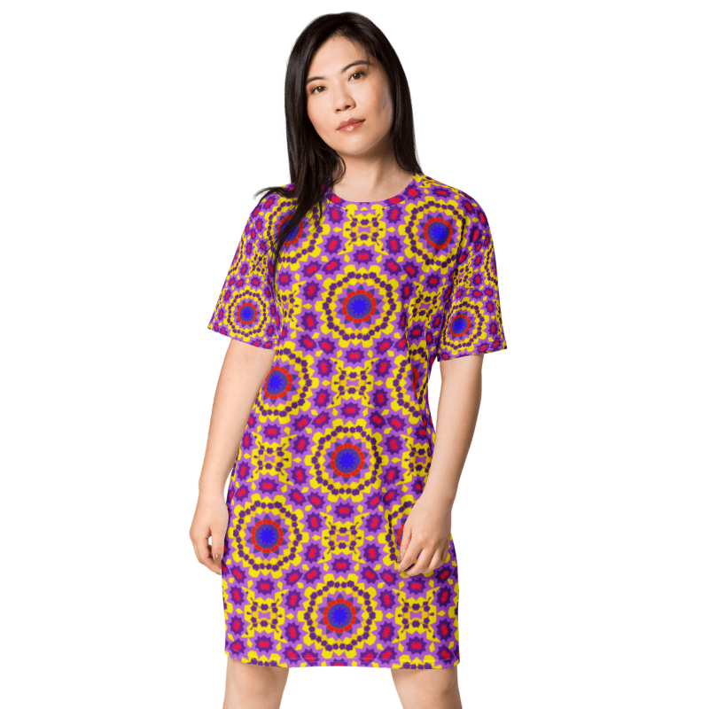 Floral Mosaic T Shirt Dress Women | XS - 6XL