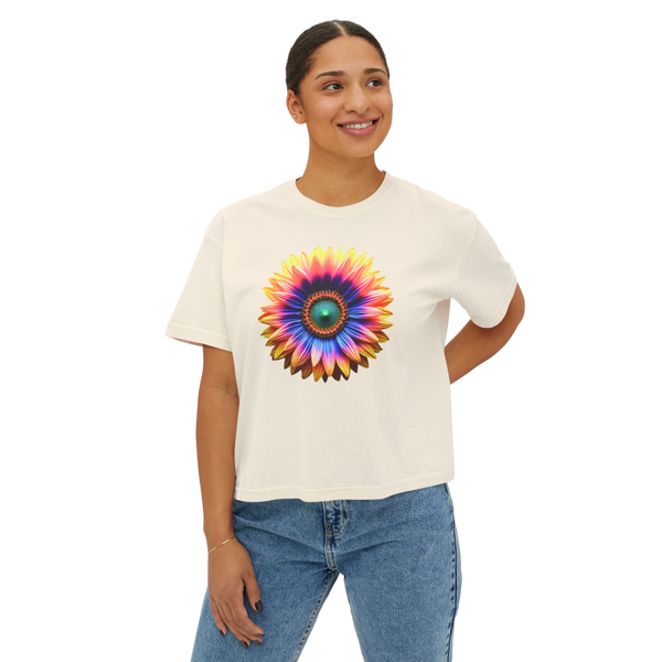 Women's Fluorescent Floral Boxy Tee