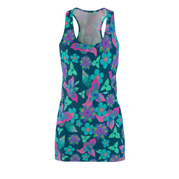 Blue Floral Summer Racerback Dress (AOP)