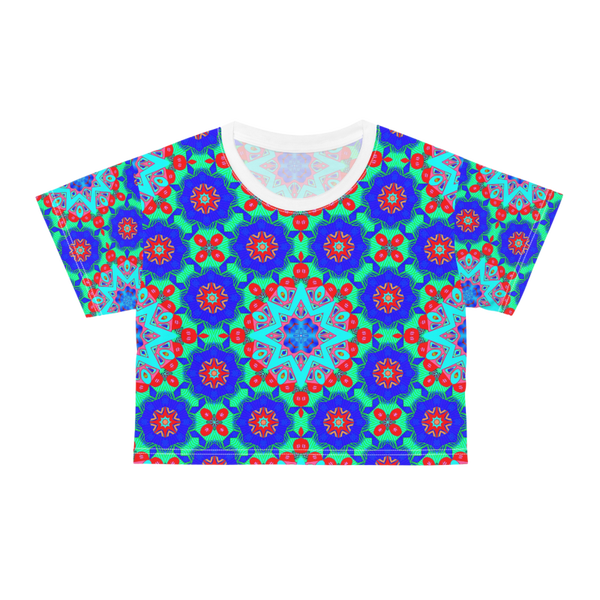 Blue Red Party Stars Crop Tee (AOP)