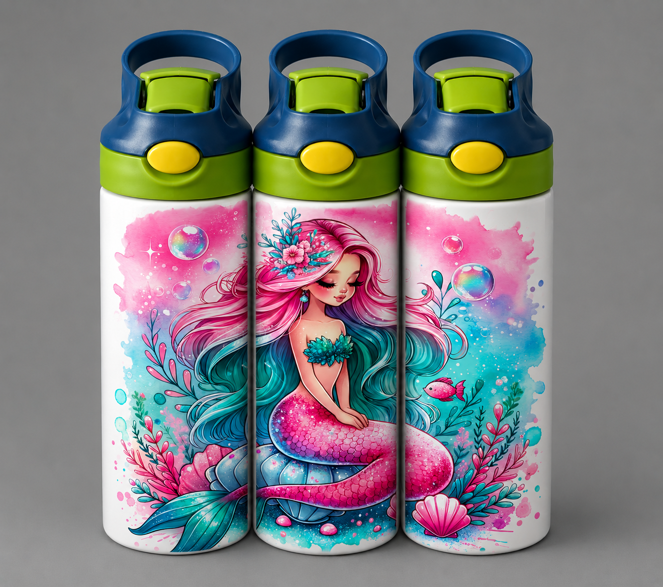 🦁 Kinder Trinkflasche mit Meerjungfrau Motiv 1🌸