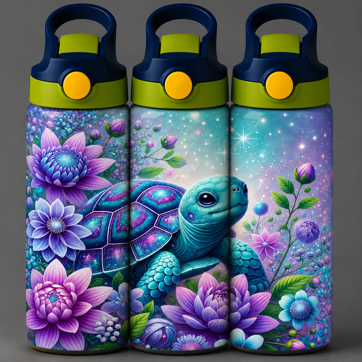 🦁 Kinder Trinkflasche mit Schildkröten Motiv 1🌸