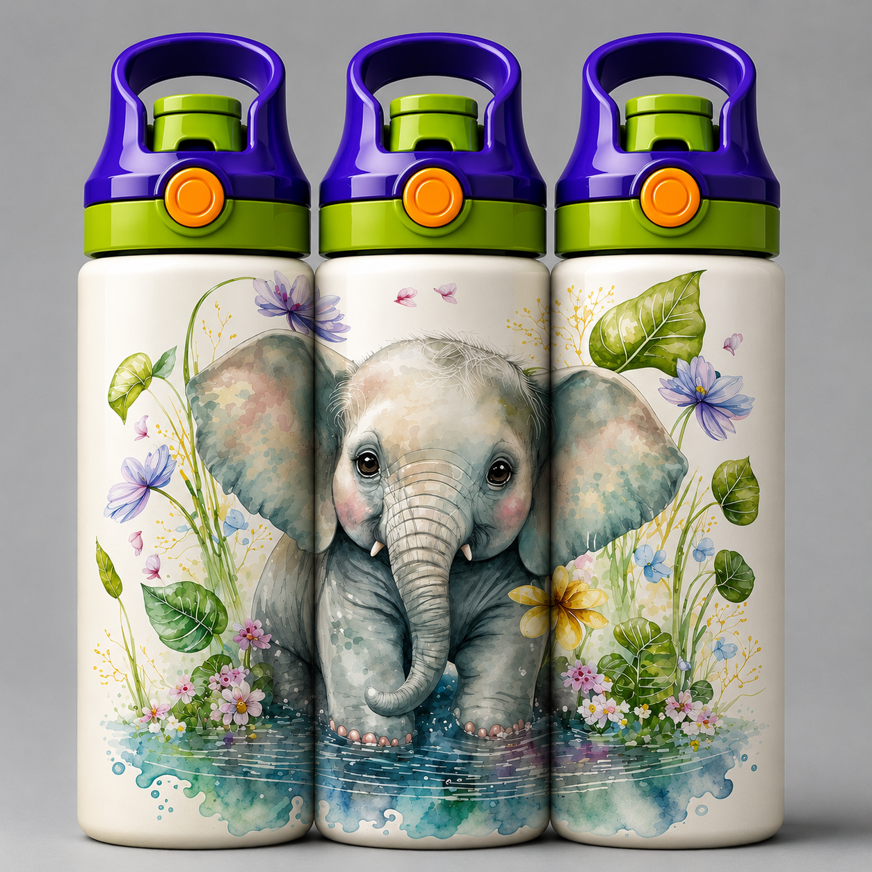 🦁 Kinder Trinkflasche mit Elefanten Motiv 1🌸