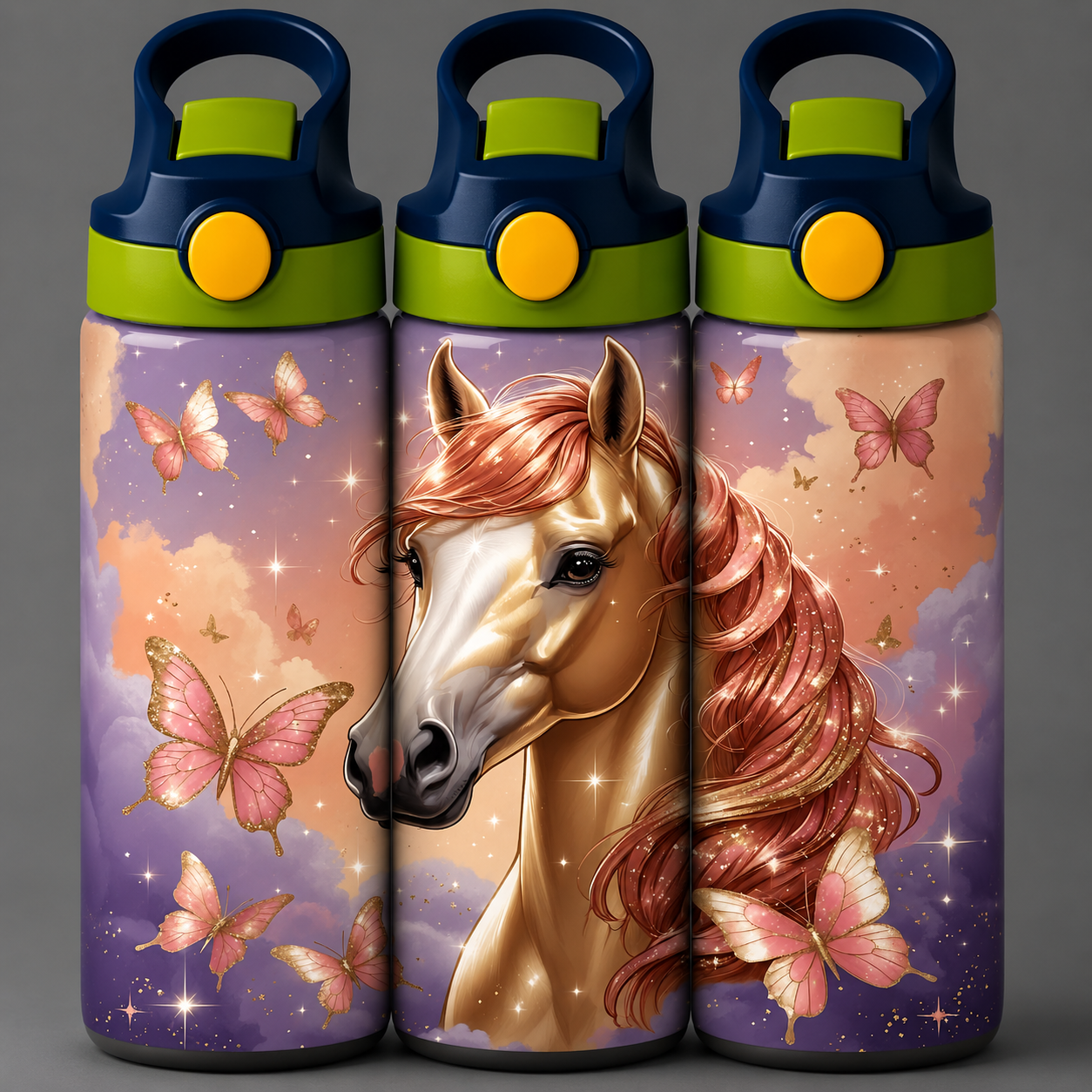 🦁 Kinder Trinkflasche mit Pferde Motiv 17🌸