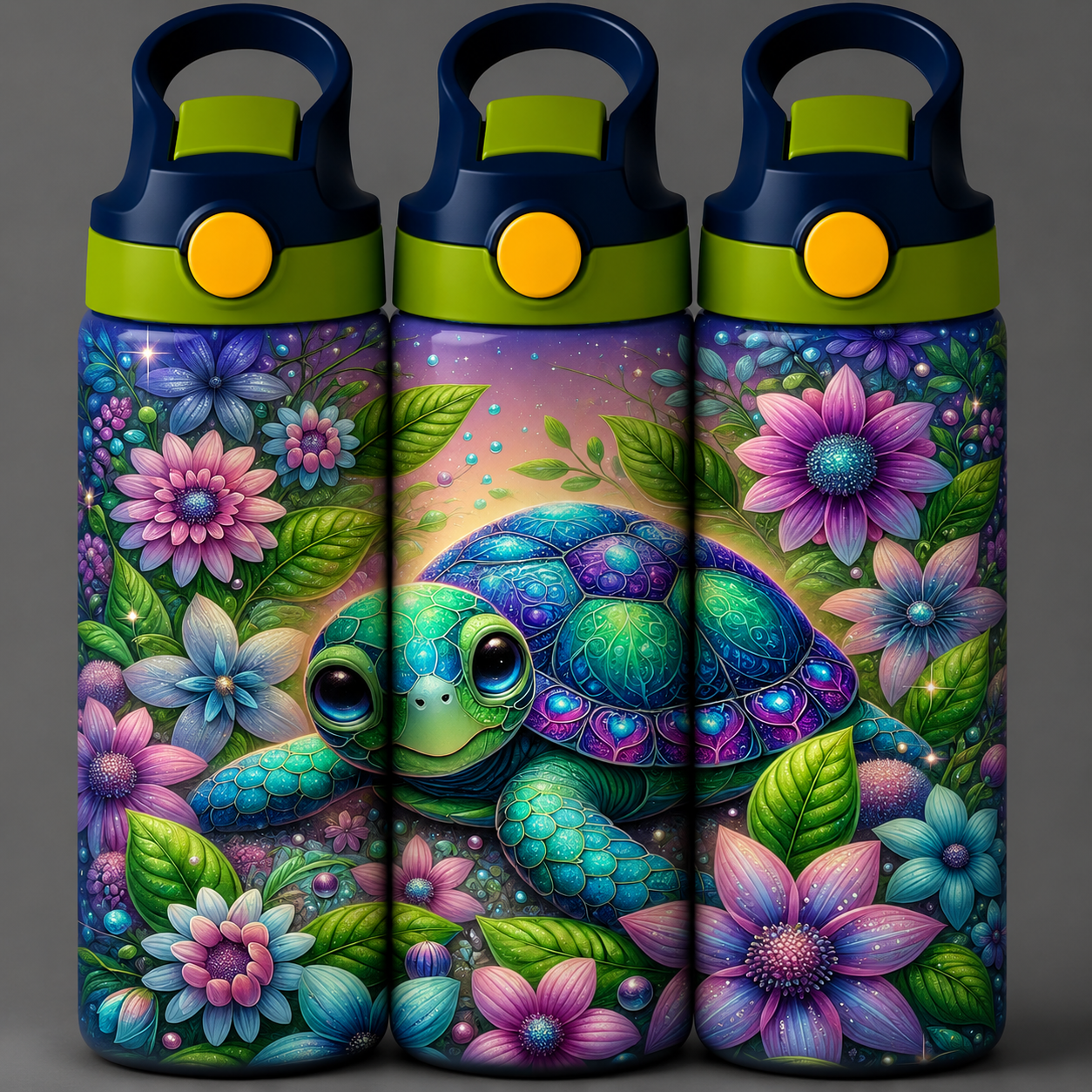 🦁 Kinder Trinkflasche mit Schildkröten Motiv 2🌸