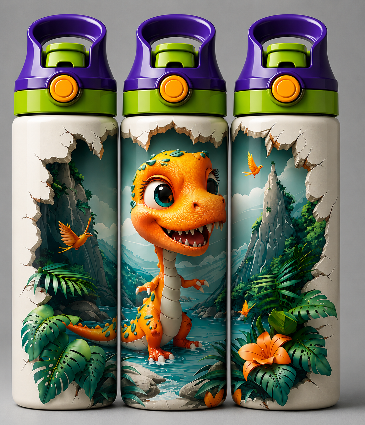 🦁 Kinder Trinkflasche mit Dino Motiv 3🌸