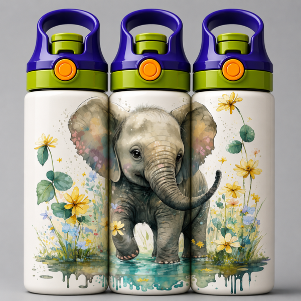 🦁 Kinder Trinkflasche mit Elefanten Motiv 3🌸