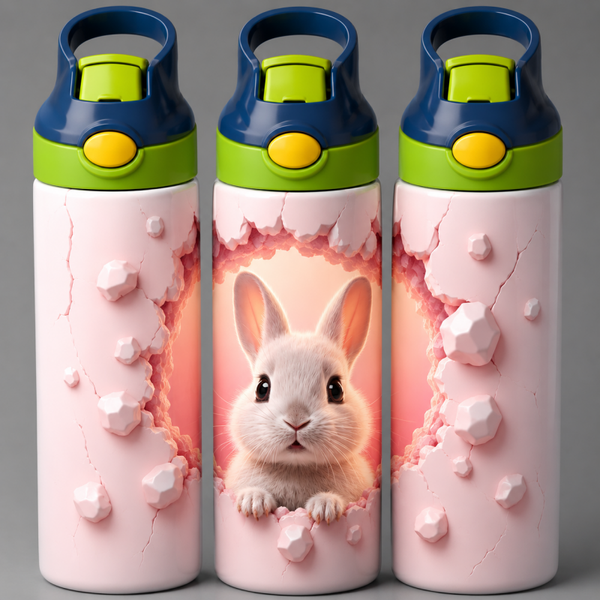 🦁 Kinder Trinkflasche mit Hasen Motiv 3🌸