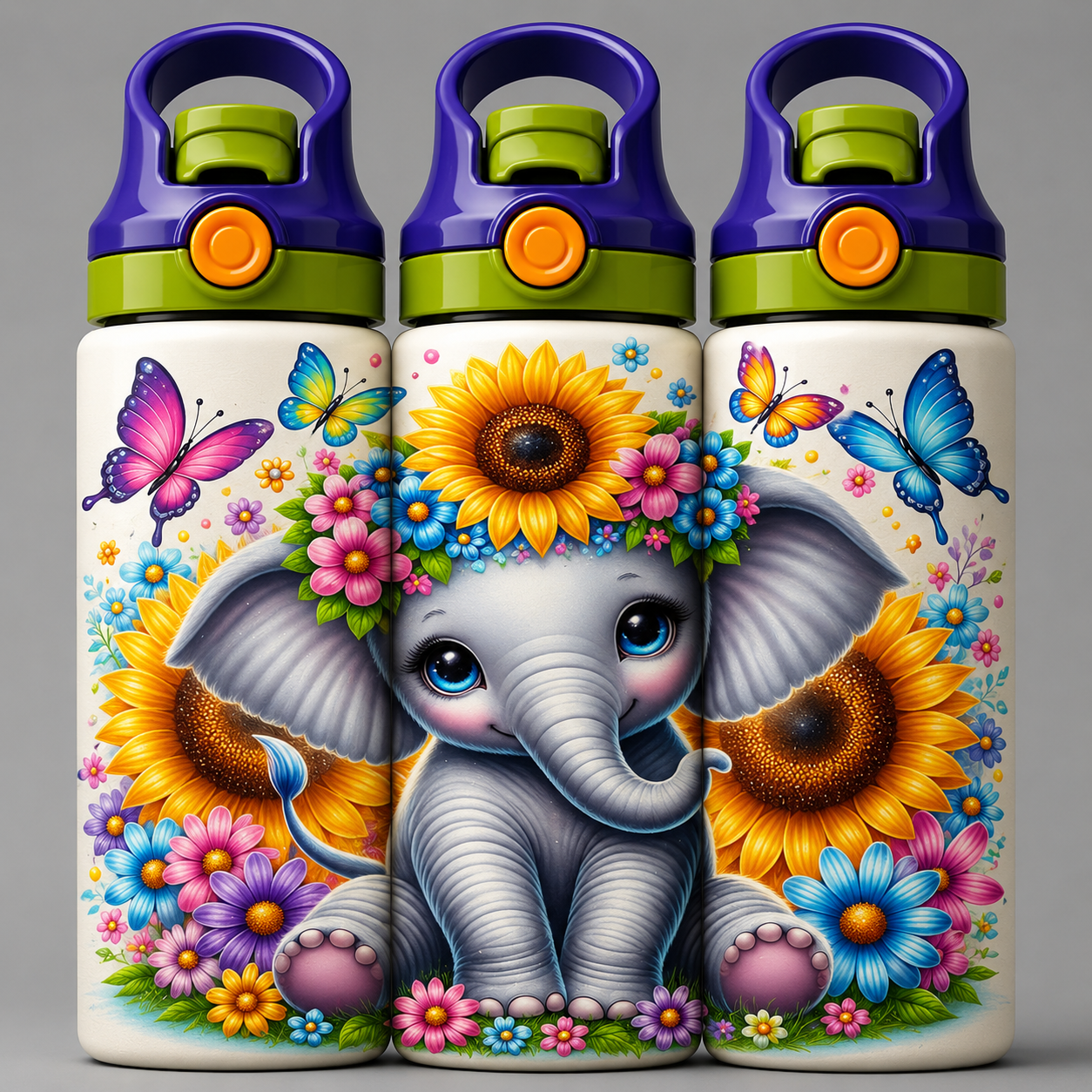 🦁 Kinder Trinkflasche mit Elefanten Motiv 4🌸