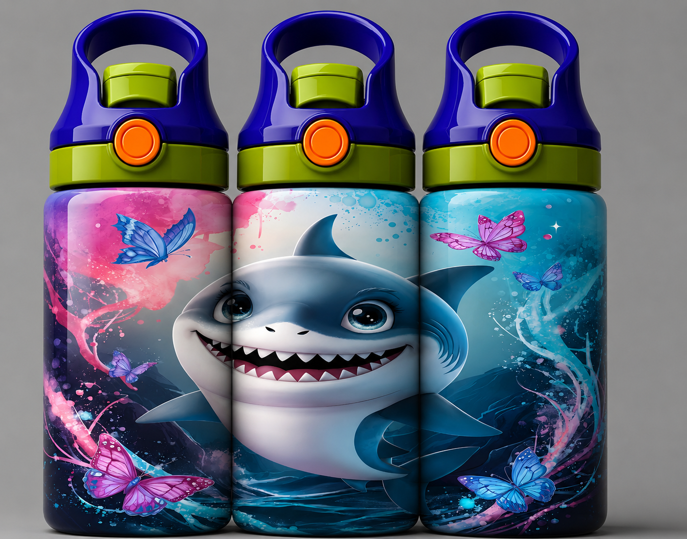 🦁 Kinder Trinkflasche mit Hai Motiv 4🌸