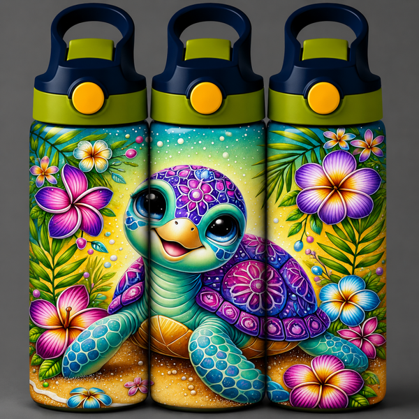 🦁 Kinder Trinkflasche mit Schildkröten Motiv 4🌸