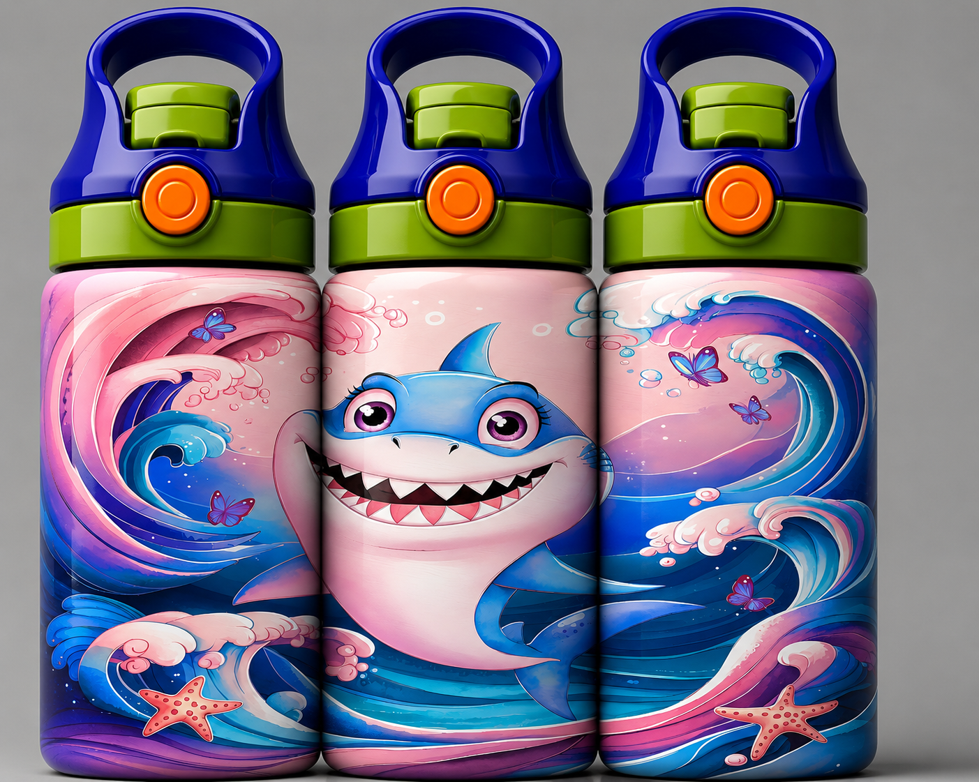 🦁 Kinder Trinkflasche mit Hai Motiv 5🌸