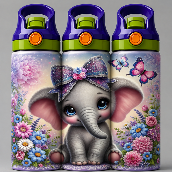 🦁 Kinder Trinkflasche mit Elefanten Motiv 5🌸