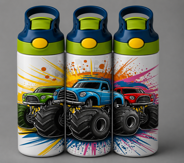 🦁 Kinder Trinkflasche mit Monstertruck Motiv 5🌸