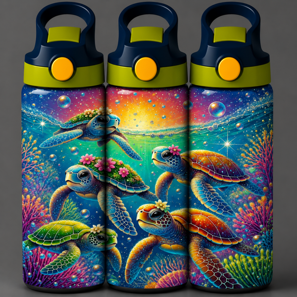 🦁 Kinder Trinkflasche mit Schildkröten Motiv 5🌸