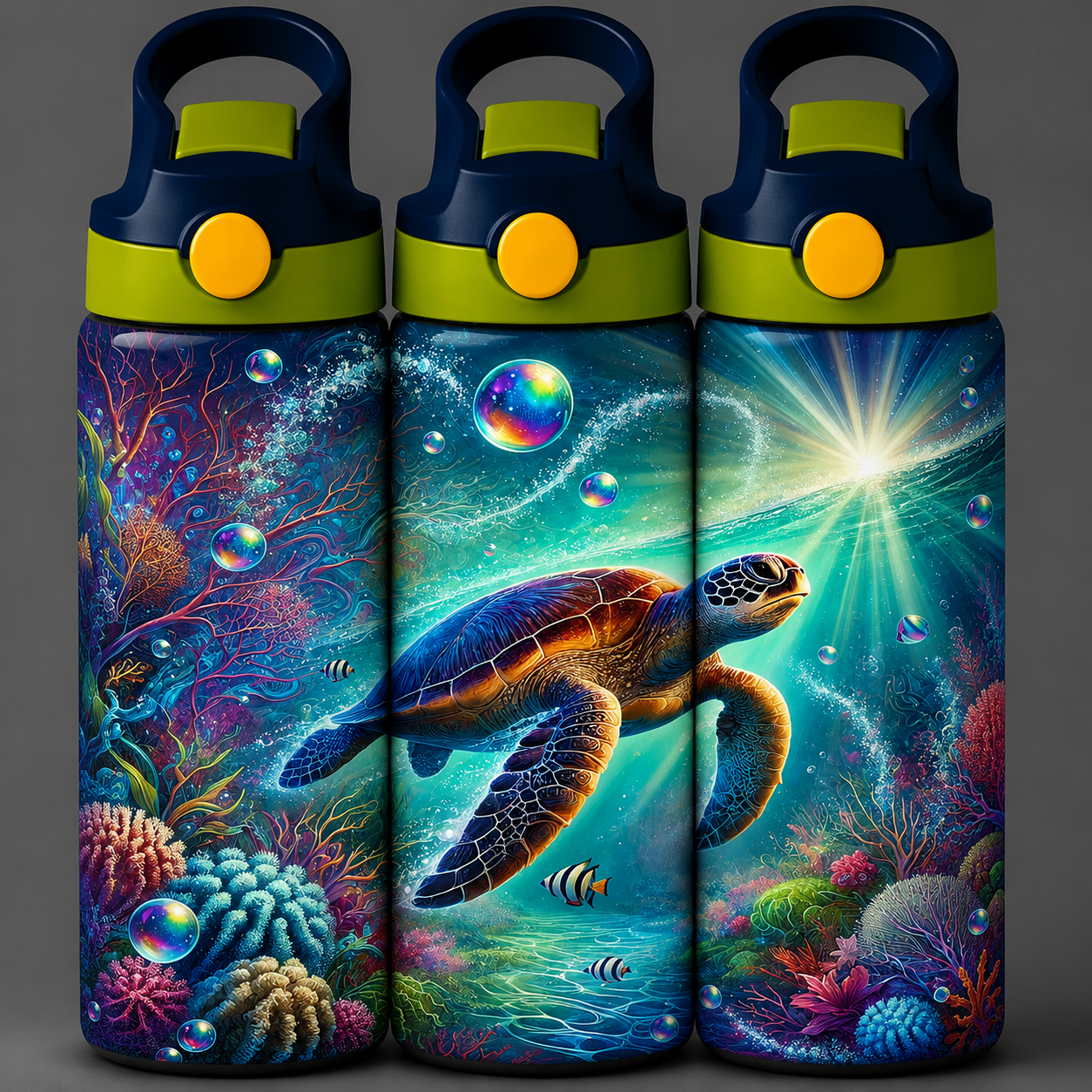 🦁 Kinder Trinkflasche mit Schildkröten Motiv 6🌸