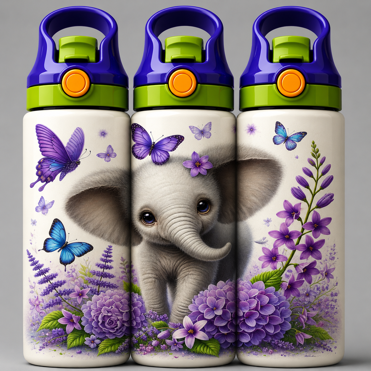 🦁 Kinder Trinkflasche mit Elefanten Motiv 6🌸