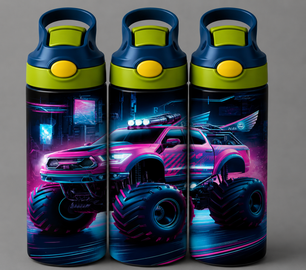 🦁 Kinder Trinkflasche mit Monstertruck Motiv 6🌸