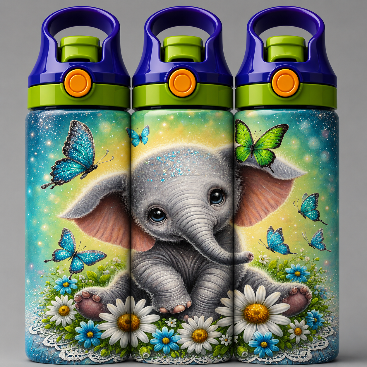 🦁 Kinder Trinkflasche mit Elefanten Motiv 7🌸