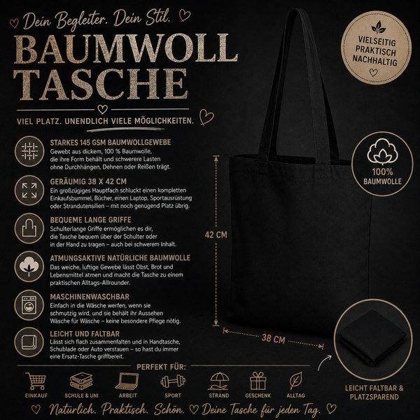 Schwarze Baumwolltasche