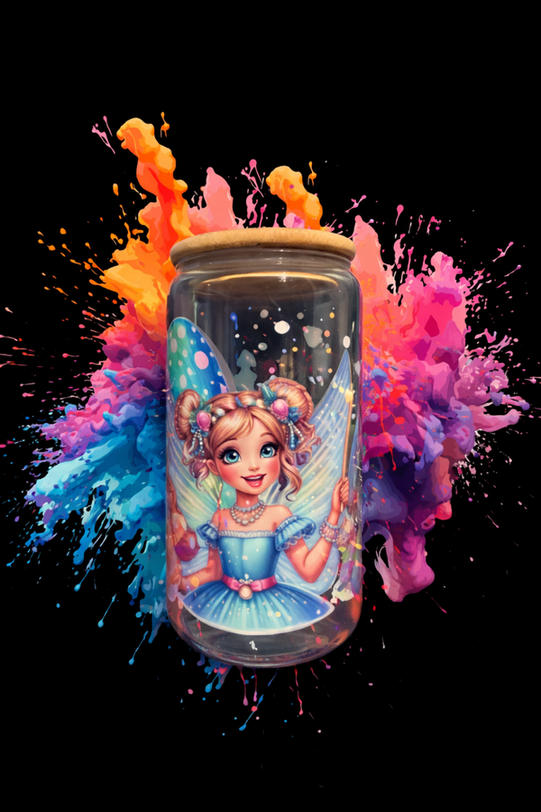 🧚‍♀️ Glas mit Fee 470 ml | Fairy Glas mit Bambusdeckel 🌿